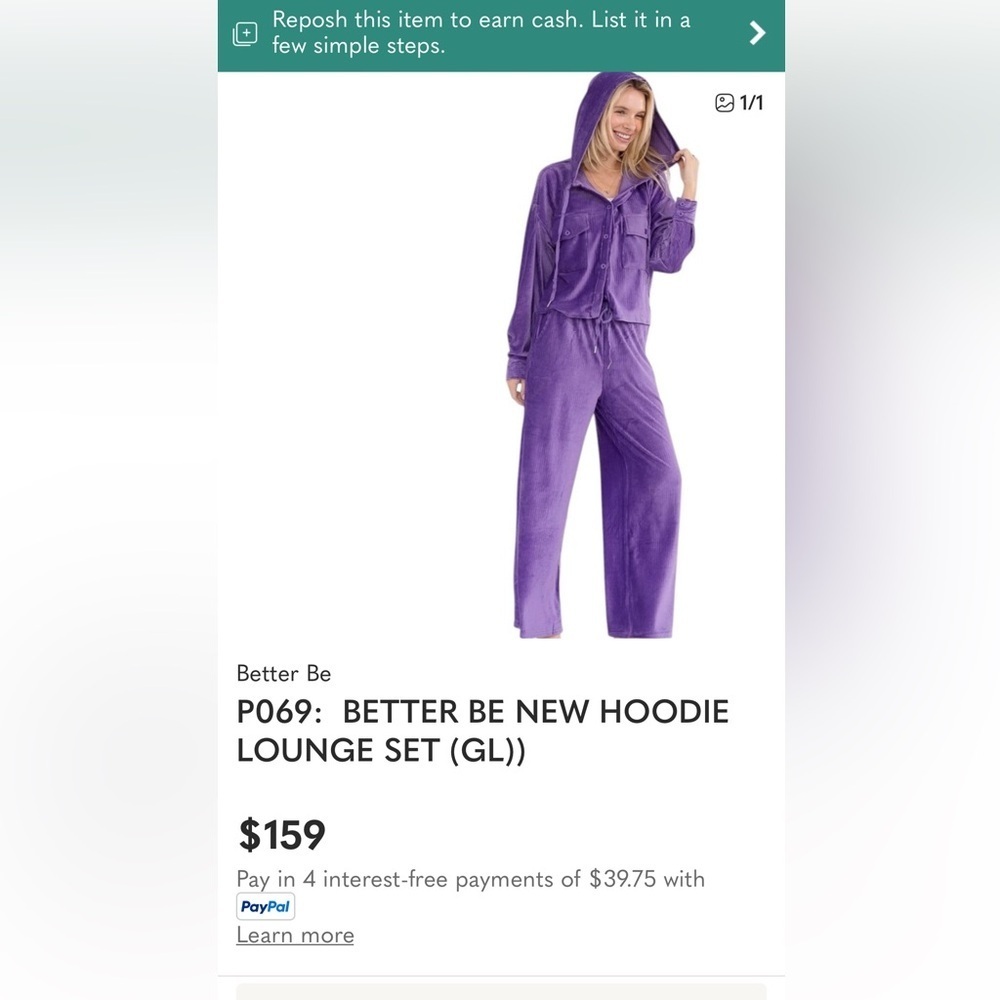P069:  BETTER BE NEW HOODIE LOUNGE SET (GL))